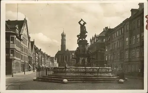 Augsburg Maximilianstrasse mit Herkulesbrunnen und St Ulrichkirche Kat. Augsburg