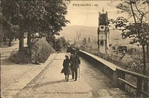 Freiburg Breisgau Partie am Schlossberg mit Schwabentor Kat. Freiburg im Breisgau