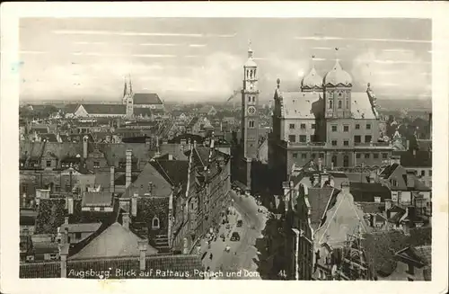 Augsburg Blick auf Rathaus Perlach und Dom Kat. Augsburg