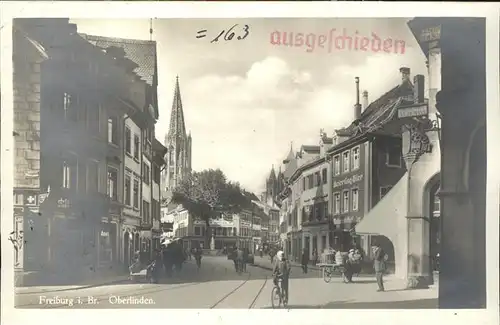 Freiburg Breisgau Oberlinden Stempel auf AK Kat. Freiburg im Breisgau