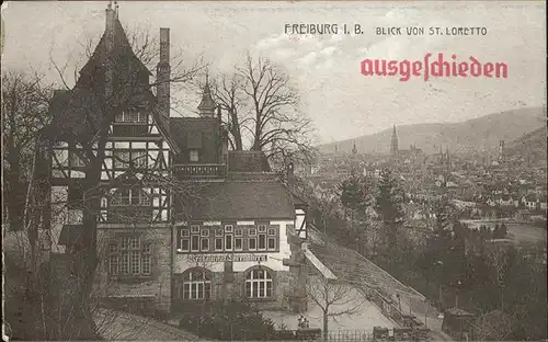 Freiburg Breisgau Blick von St Loretto Stempel auf AK Kat. Freiburg im Breisgau