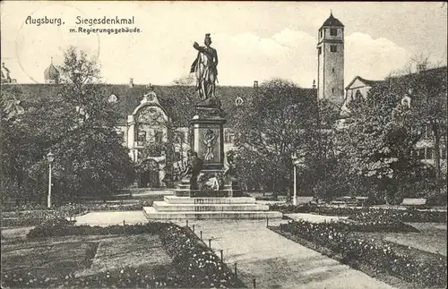 Augsburg Siegesdenkmal mit Regierungsgebaeude Kat. Augsburg