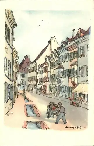 Freiburg Breisgau Herrengasse Kuenstlerkarte Kat. Freiburg im Breisgau