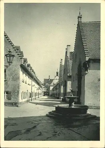 Augsburg Fuggerei mit Brunnen Kat. Augsburg