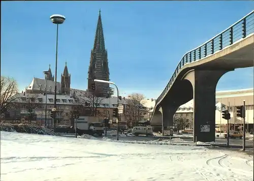 Freiburg Breisgau Karlssteg mit Blick zum Muenster Kat. Freiburg im Breisgau