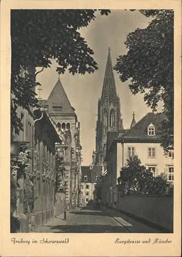 Freiburg Breisgau Burgstrasse und Muenster Kat. Freiburg im Breisgau