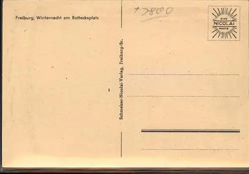 Freiburg Breisgau Winternacht am Rotteckplatz Kat. Freiburg im Breisgau