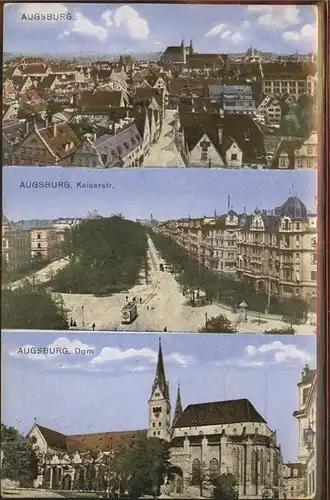 Augsburg Panorama mit Kaiserstrasse und Dom Kat. Augsburg