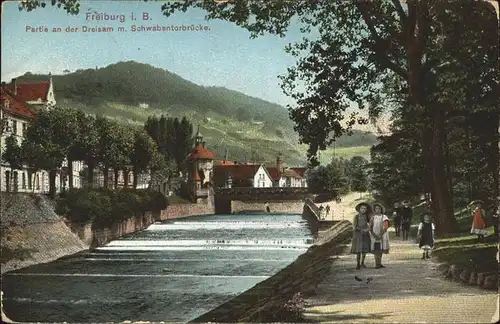 Freiburg Breisgau Partie an der Schwabentorbruecke Kat. Freiburg im Breisgau