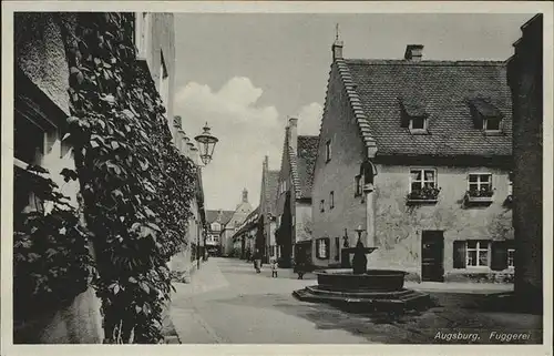 Augsburg Fuggerei mit Brunnen Kat. Augsburg