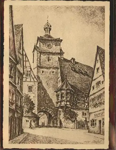 Augsburg Der Weisse Turm Zeichnung Kat. Augsburg