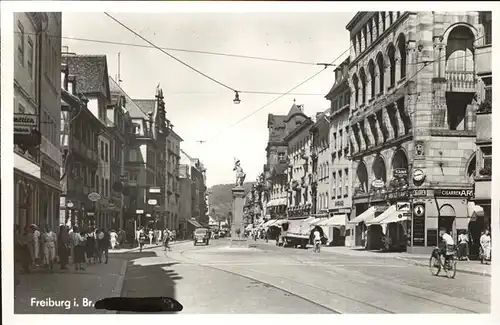 Freiburg Breisgau Kaiserstrasse mit Bertoldsbrunnen Kat. Freiburg im Breisgau