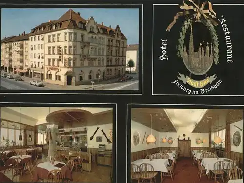 Freiburg Breisgau Hotel Restaurant Stadt Wien mit Gastraeumen Kat. Freiburg im Breisgau