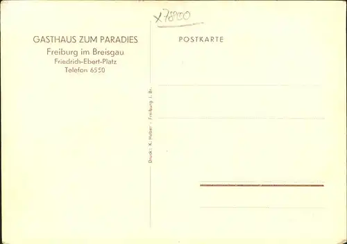 Freiburg Breisgau Gasthaus zum Paradies Kat. Freiburg im Breisgau