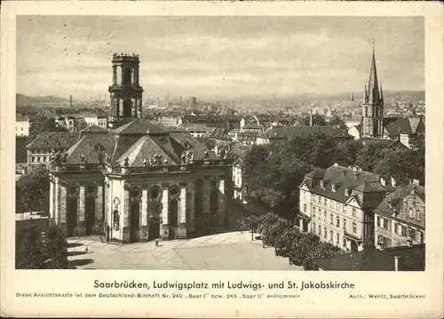 Saarbruecken Ludwigsplatz Ludwigs  und St. Jakobskirche Kat. Saarbruecken