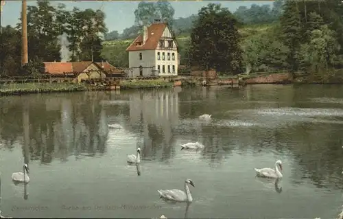 Saarbruecken Am Deutsch Muehlenweiher Schwaene Kat. Saarbruecken