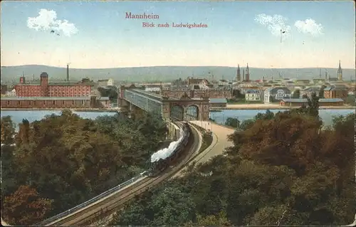 Mannheim Blick nach Ludwigshafen Feldpost Kat. Mannheim