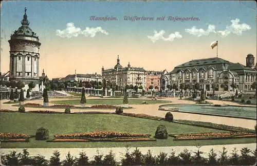 Mannheim Friedrichsplatz mit Wasserturm und Rosengarten Feldpost Kat. Mannheim