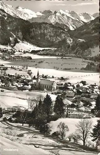 Hindelang Ortsansicht mit Kirche und Alpen Kat. Bad Hindelang