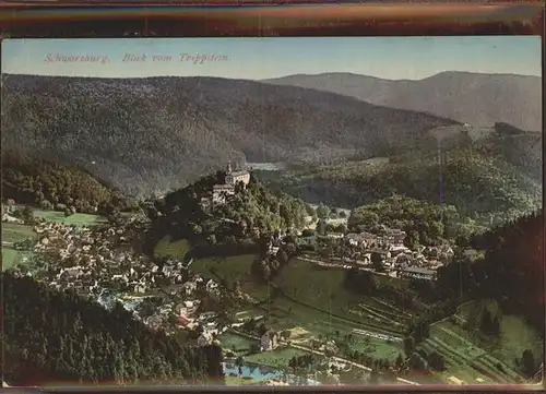 Schwarzburg Thueringer Wald Blick vom Trippstein Kat. Schwarzburg