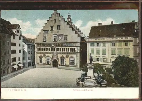 Lindau Bodensee Rathaus und Brunnen Kat. Lindau (Bodensee)