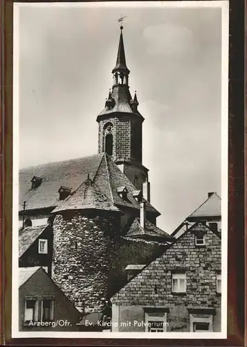 Arzberg Oberfranken Evang Kirche mit Pulverturm Kat. Arzberg