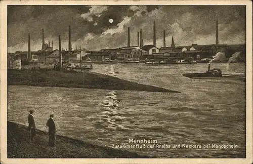 Mannheim Zusammenfluss von Rhein und Neckar Kat. Mannheim