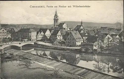 Bad Cannstatt Neckar mit Wilhelmsbruecke Kat. Stuttgart