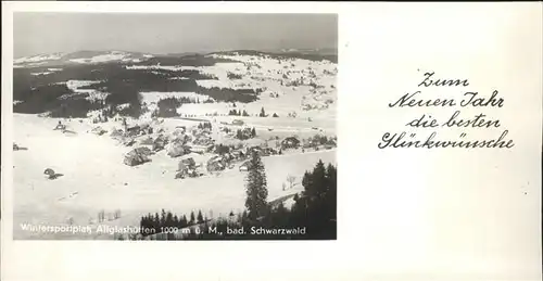 Altglashuetten Wintersportplatz Neujahrskarte Kat. Feldberg (Schwarzwald)