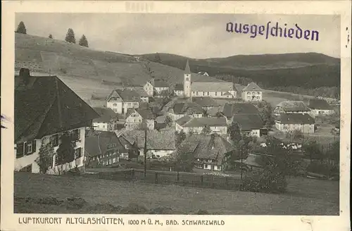 Altglashuetten Ortsansicht mit Kirche Stempel auf AK Kat. Feldberg (Schwarzwald)