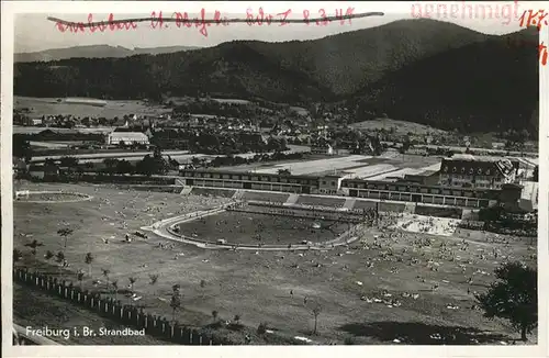 Freiburg Breisgau Strandbad Stempel auf AK Kat. Freiburg im Breisgau