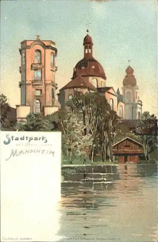 Mannheim Stadtpark mit Sternwarte Kirche / Mannheim /Mannheim Stadtkreis