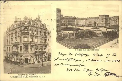 Mannheim Schloss mit Kriegerdenkmal Kaufhaus Merkur Kat. Mannheim