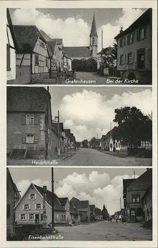 Grafenhausen Schwarzwald Partie an der Kirche Hauptstrasse Eisenbahnstrasse Kat. Grafenhausen