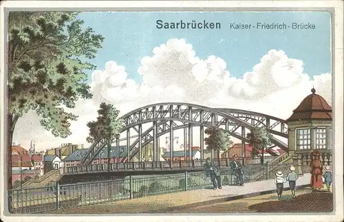 Saarbruecken Kaiser Friedrich Bruecke Kuenstlerkarte Kat. Saarbruecken