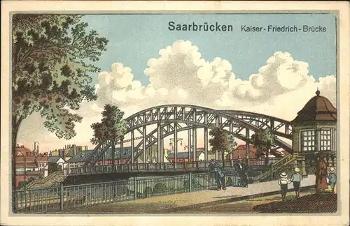 Saarbruecken Kaiser Friedrich Bruecke Kuenstlerkarte Kat. Saarbruecken