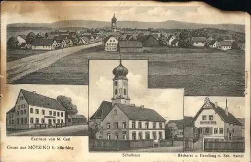 Moetzing Gasthaus M. Gerl Schulhaus Kirche Baeckerei Haindl Kat. Moetzing