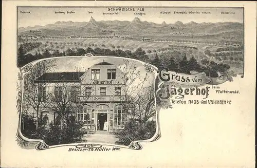 wx64469 Vaihingen Stuttgart Panorama Schwaebische Alb Gasthaus Jaegerhof Kategorie. Stuttgart Alte Ansichtskarten