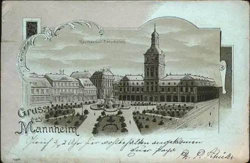 Mannheim Paradeplatz und Kaufhaus Mondscheinkarte Kat. Mannheim