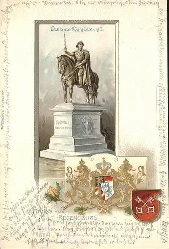 Regensburg Koenig Ludwig Denkmal Wappen Kat. Regensburg