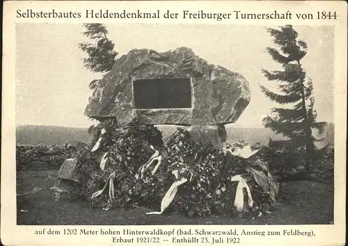 Oberried Breisgau Heldendenkmal der Freiburger Turnerschaft Kat. Oberried
