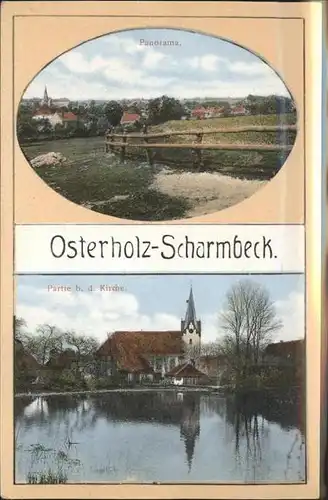 Osterholz Scharmbeck Panorama Partie an der Kirche Weiher Kat. Osterholz Scharmbeck