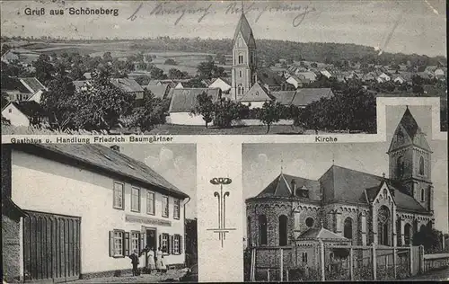 Schoeneberg Hunsrueck Ortsansicht mit Kirche Gasthaus Handlung Baumgaertner Feldpost Kat. Schoeneberg