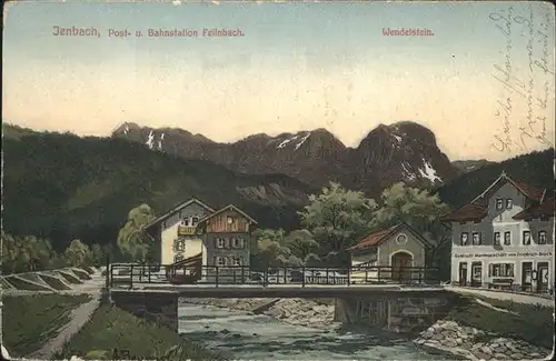 Jenbach Bad Feilnbach Post  und Bahnstation Feilnbach Bruecke Wendelstein Bayerische Alpen Kat. Bad Feilnbach