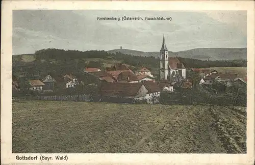 Gottsdorf Niederbayern Ortsansicht mit Kirche Aussichtsturm Ameisenberg Kat. Untergriesbach