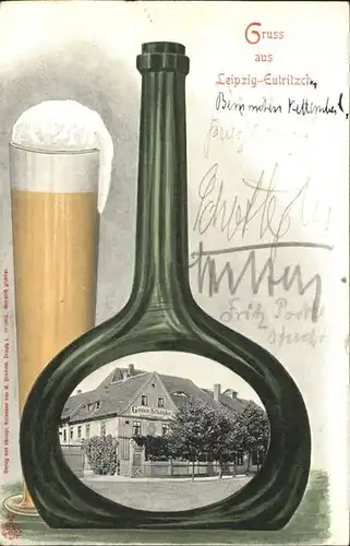 Eutritzsch Leipzig Gosen Schaenke Weinflasche Bierglas Kat. Leipzig
