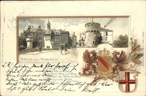 Freiburg Breisgau Kaiserbruecke Martinstor Turm Gedicht Wappen Kat. Freiburg im Breisgau