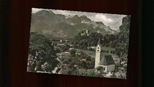 Altenbeuern Blick auf Neubeuern mit Wendelsteingruppe Bayerische Alpen Kirche Burg Kat. Neubeuern