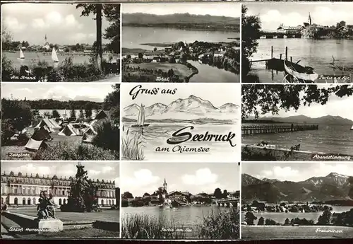 Seebruck Chiemsee Strand Zeltplatz Schloss Herrenchiemsee Fraueninsel Kat. Seeon Seebruck