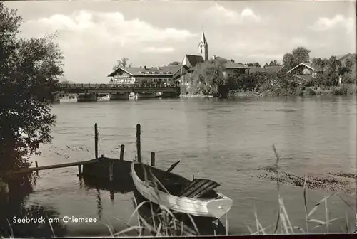 Seebruck Chiemsee Partie am Ufer Kat. Seeon Seebruck